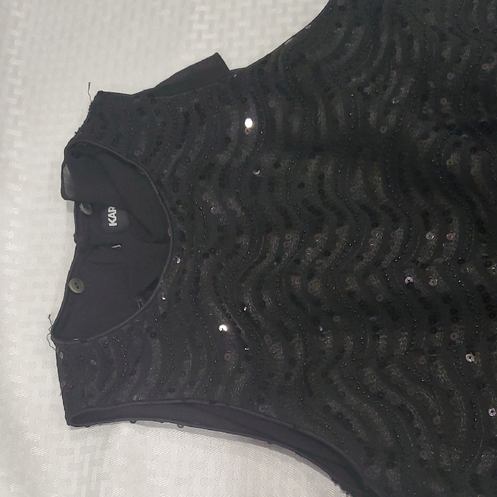 Karl Lagerfeld Black Jumpsuit with Sleeveless Design and Wide-Leg Pants Sz 6 - Picture 6 of 12